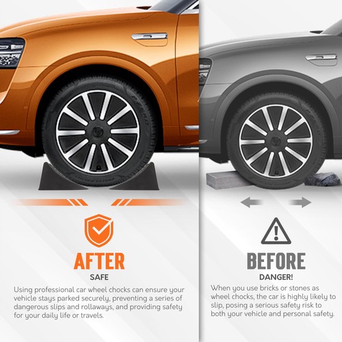 Cuñas de rueda, cuña de rueda de alta resistencia para automóvil, remolque de viaje, casa rodante - 8" x 4,7" x 4... - Imagen 3 de 9