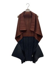 PLEATS PLEASE ISSEY MIYAKE Long Cardigan Tops Black Brown Size Free Used Japan