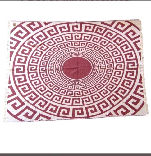 $135 Foutà Organic Hellenic Cotton Athens Greek Cherry Blanket w/ Fringe Qouta - Picture 4 of 8