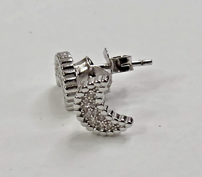Bella Luce 925 Sterling Silver Crescent Moon Stud Earrings Butterfly Back