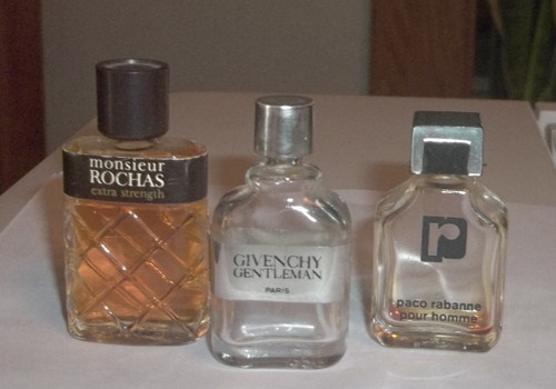 Lot of 3 men's cologne sample bottles ROCHES - GIVENCHY - PACO RABONNE Perfumes