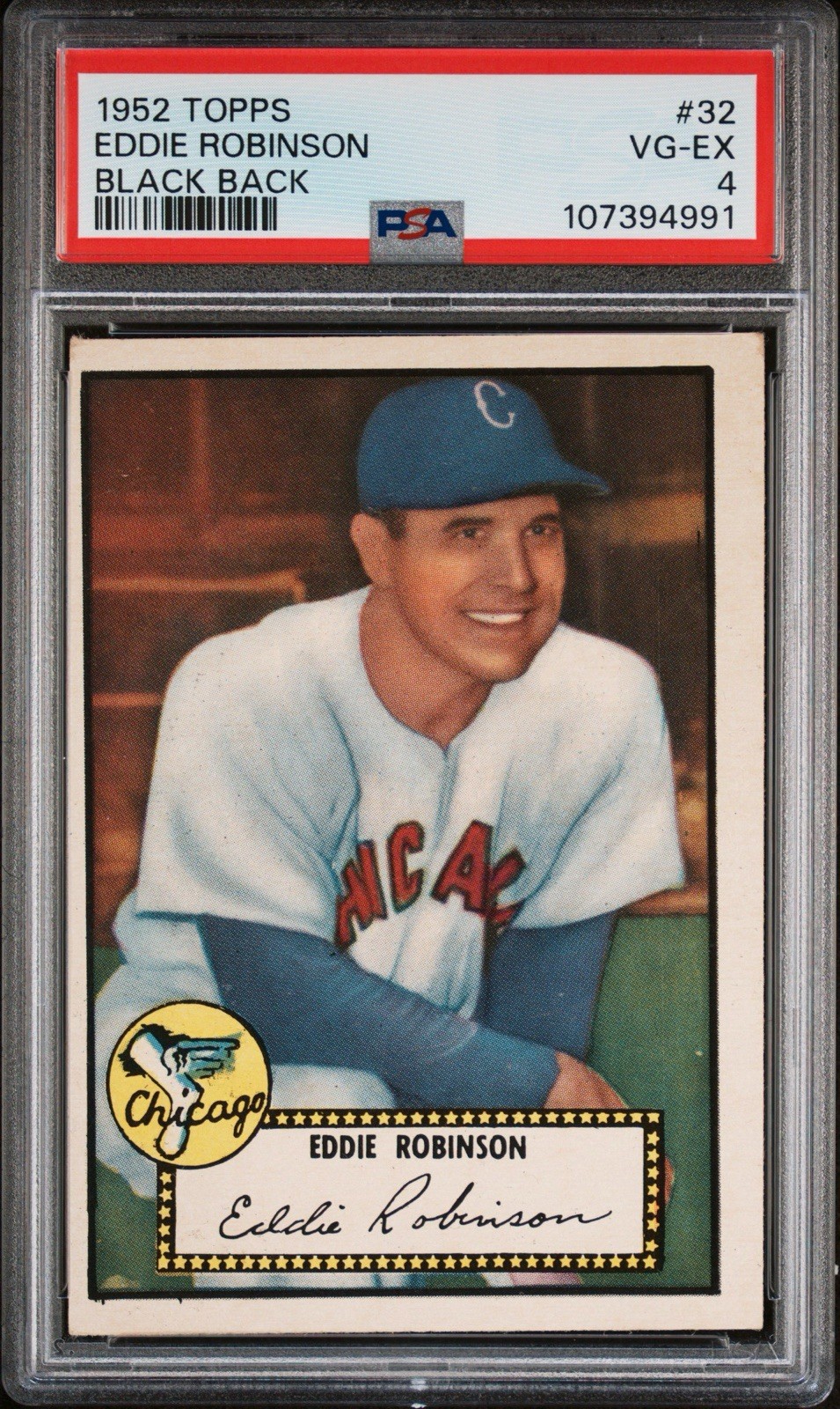 1952 topps eddie robinson psa 4 Black Back