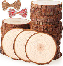 Unfinished Wood Slices with Hole, Drilled Wooden Circle for Crafts
