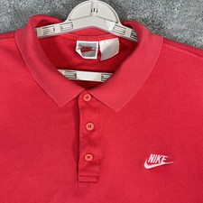 Vtg NIKE Polo Shirt Mens XL Red SS Spell Out Logo 80s 90s Gray Label Classic GUC