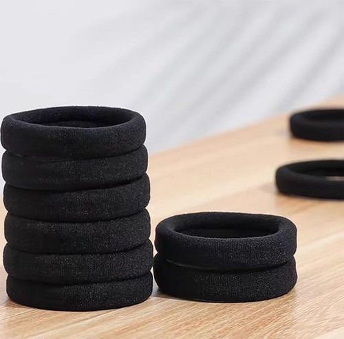 200PCS Black Hair Ties for Women Girls Seamless Thick Hair Band Elastic Hair - Picture 3 of 7