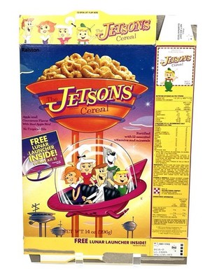 1990 Ralston The Jetsons   Cereal Box - Free LUNAR LAUNCHER