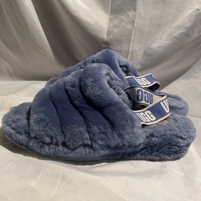 UGG Fluff Yeah Slide Sandals Shearling Blue Sz W10 M8 Slippers 