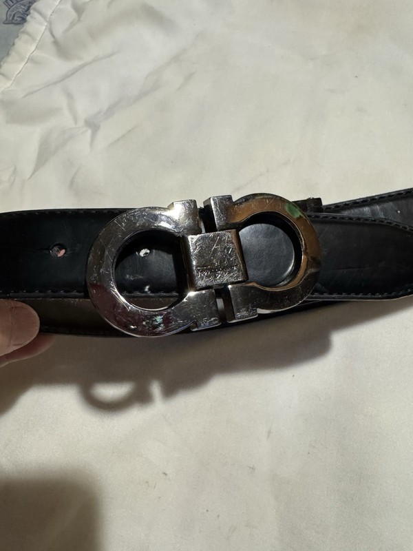 Salvatore Ferragamo Gancini Boys Reversible Leather Belt 18”- Black/Auburn