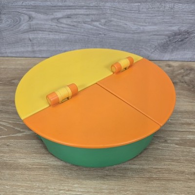 Vintage 90er Ikea Glis Aufbewahrungsbox 3-teilig orange gelb grün Behälter 27 cm