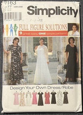 Simplicity Sewing Pattern 7163 Full Figure Dresses Design Your Own sizes 18W-24W