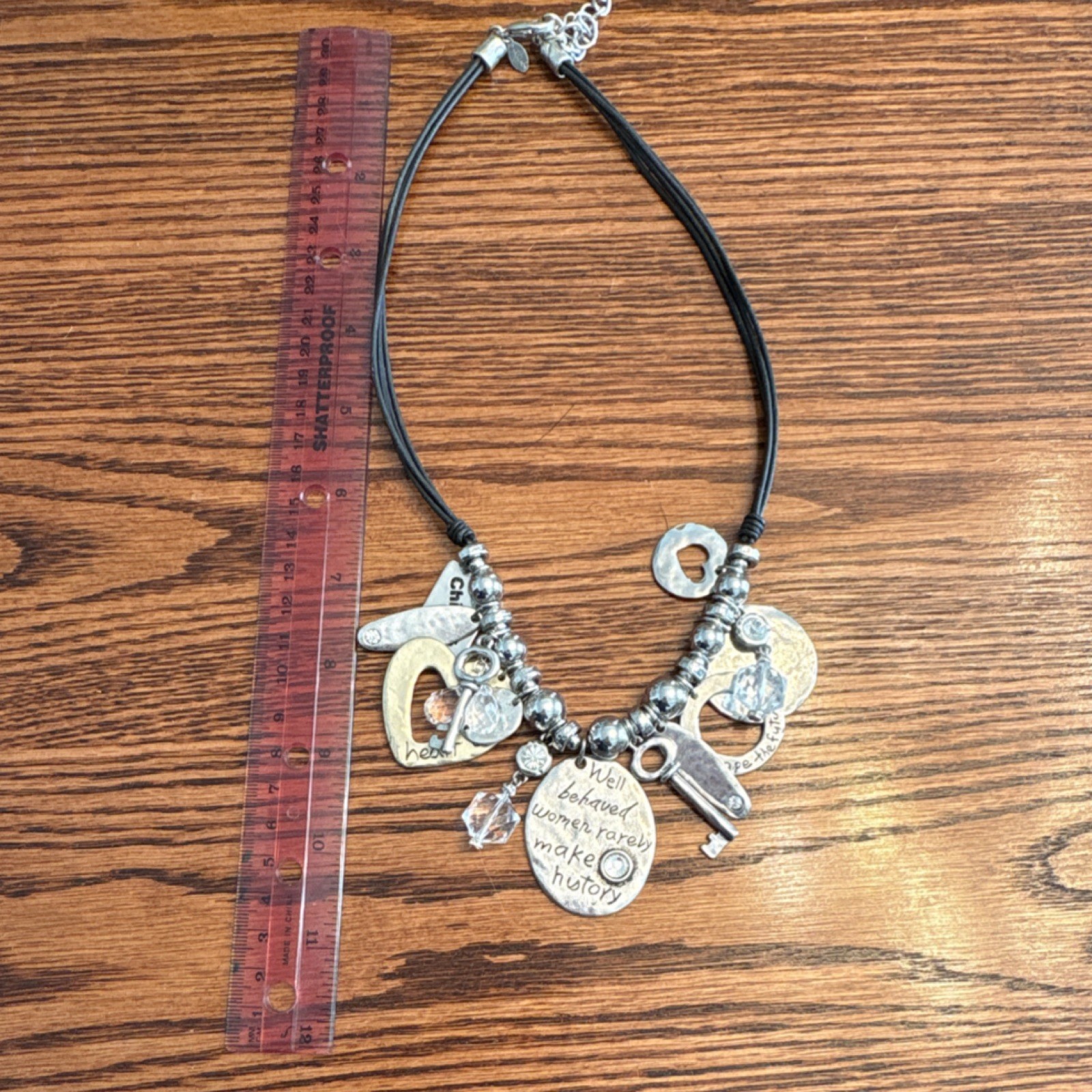 Chico's Inspirational Charm Statement Necklace Si… - image 9