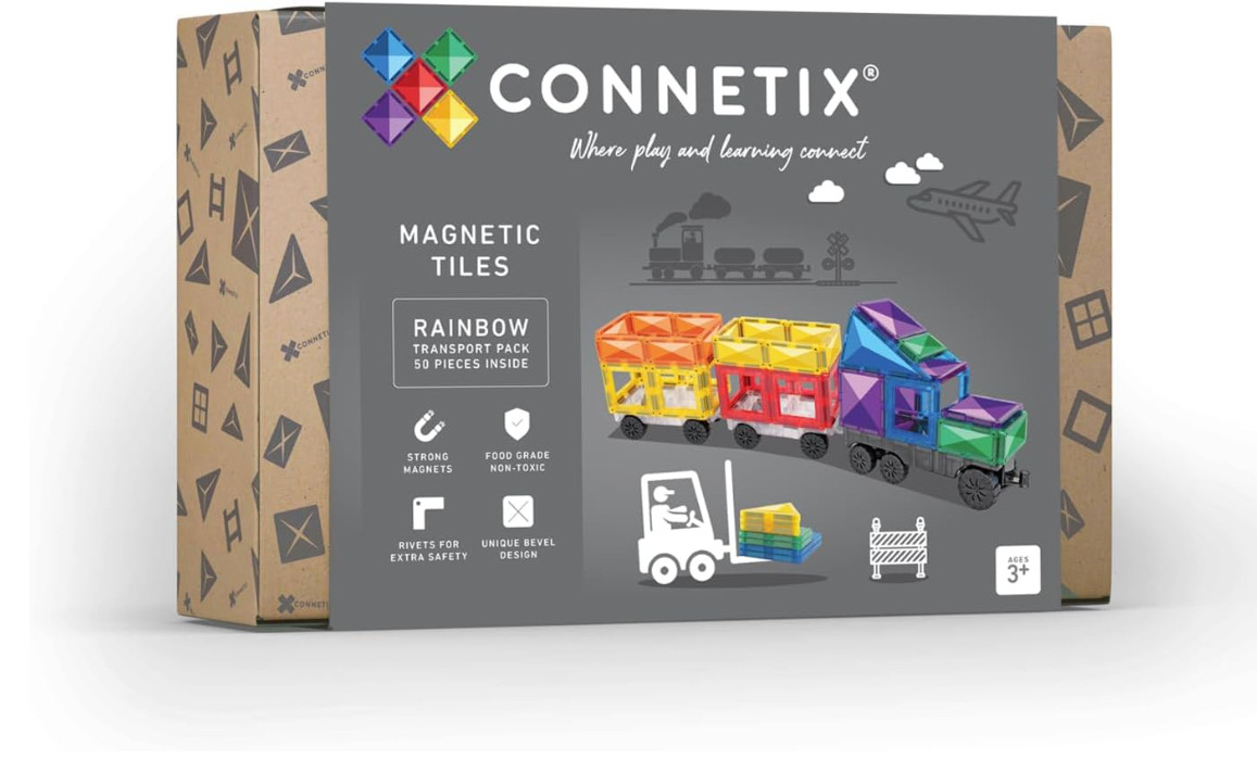 Connetix Rainbow Transport Pack – 50‑Piece Magnetic Building Set - Free Shipping