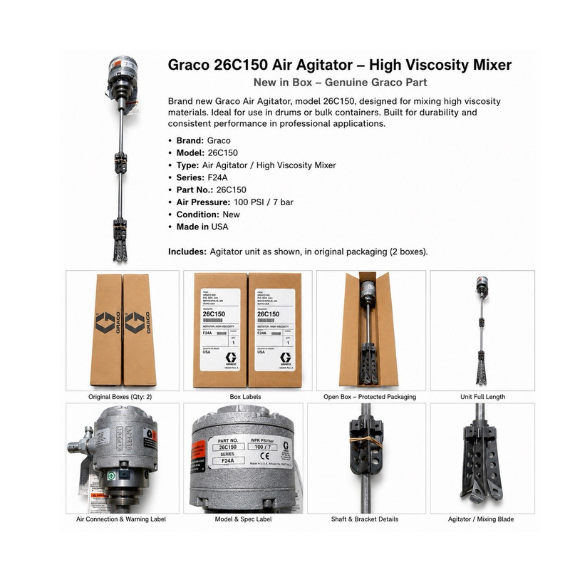 Graco 26C150 High Viscosity Air Driven Expanding Blade Mixer New Qty 2