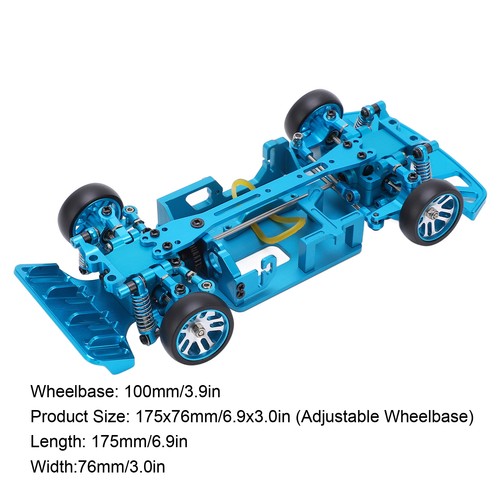 (Blue)RC Car Assembled Chassis Frame Aluminum Alloy With Wheels For WLtoys DM - Picture 5 of 12
