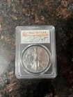 2014 American Silver Eagle MS70 FDOI HOF Frank Thomas Signed Pop 50