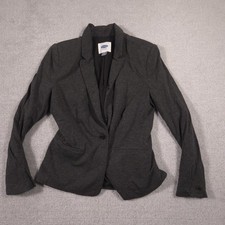 Old Navy Blazer Womens Small Gray Knit One Button Lined Stretch Career Jacket