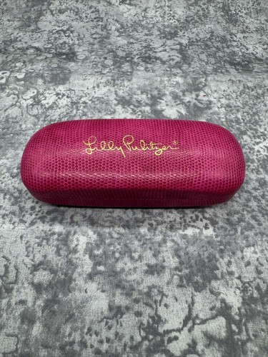 Lilly Pulitzer Pink Hard Eyeglass Clamshell Case Blue Felt Lining for Glasses