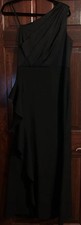 Adrianna Papell AP1E209309 Shoulder Cascade Ruffle Dress Sz 10 Black formal MOB