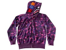 BAPE Color Camo Shark WGM Full Zip Hoodie Purple  A Bathing Ape Small