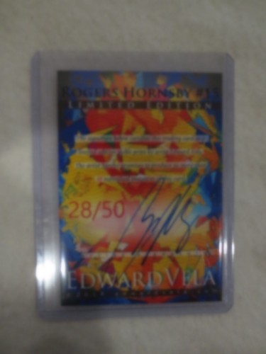 Rogers Hornsby #15 Art Card Limited 28/50 Edward Vela Signed (Chicago Cubs) - Picture 2 of 2