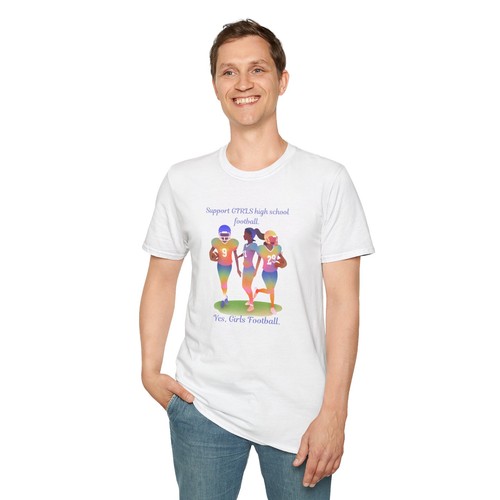 Support Girls High School Football T-shirt, Rainbow, Unisex, Gift players - Picture 7 of 19