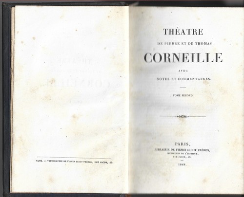 Pierre & Thomas CORNEILLE Théâtre Frontispice Firmin DIDOT en 2 Tomes 1848 RARE - Picture 13 of 24