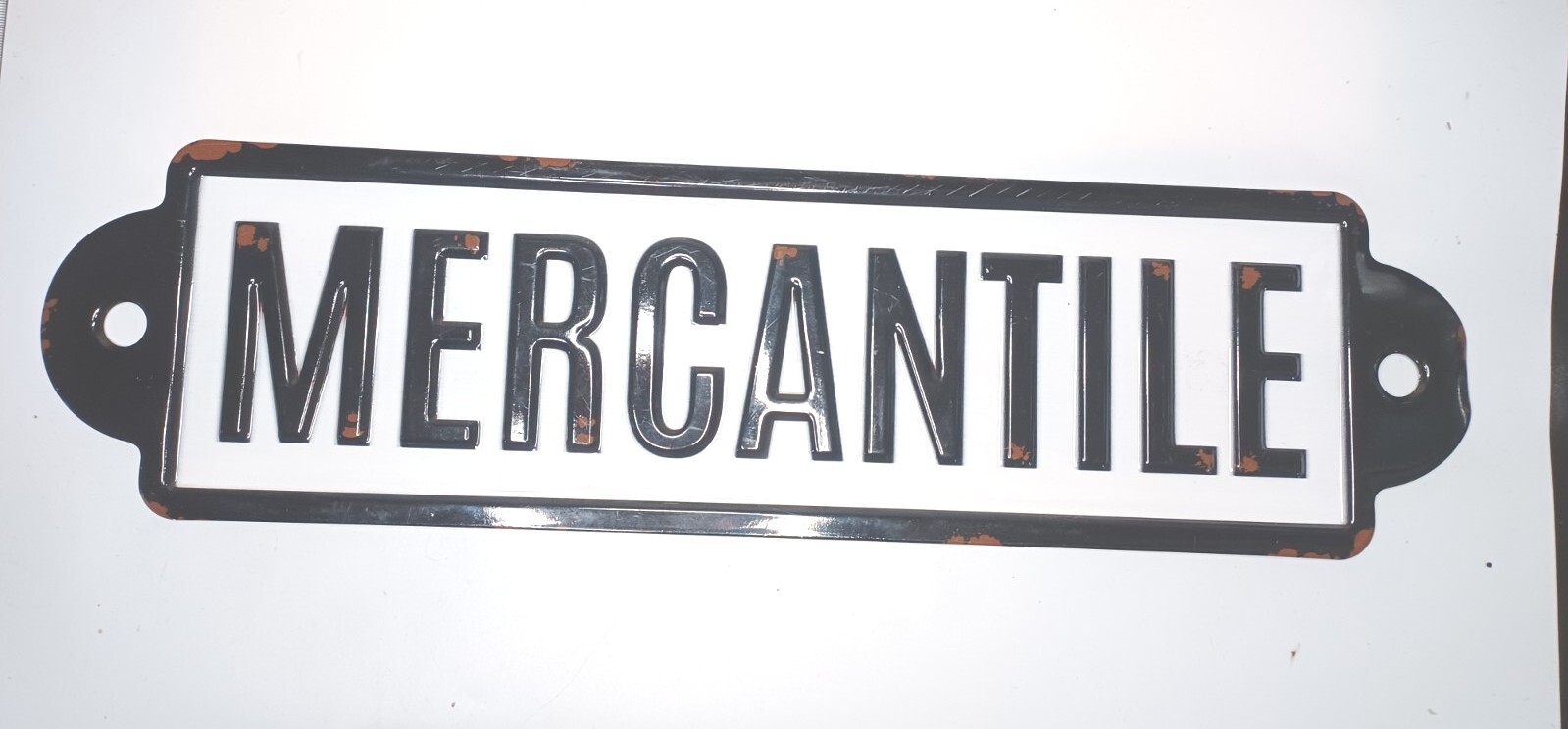 Vintage MERCANTILE Enamel Wall Sign Decor 20 Inch Rustic Style  