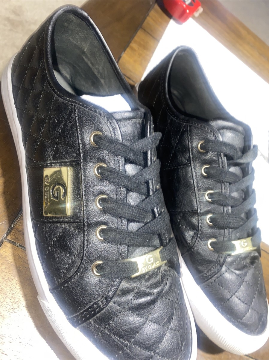 G By Guess Backer Shoes Women's Low Top Sneaker 10 M Black Quilted