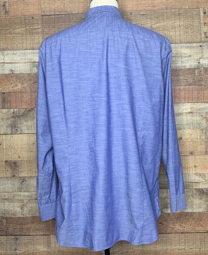 BANANA REPUBLIC Men’s Size XXL 18-18.5 Soft Wash Tailored Slim Fit Blue Shirt - 第 4/6 張圖片