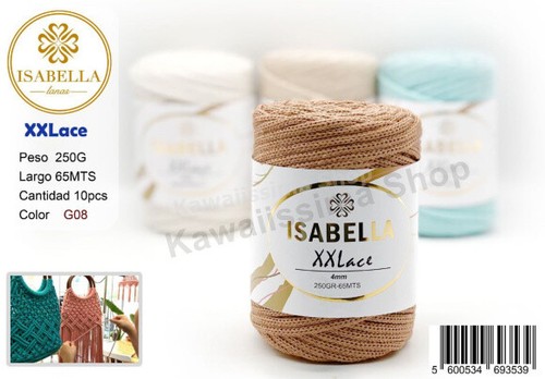 GOMITOLO RICAMO UNCINETTO XXLace Filato macramè 4mm 250G/65MT COLORI A SCELTA - Picture 9 of 17