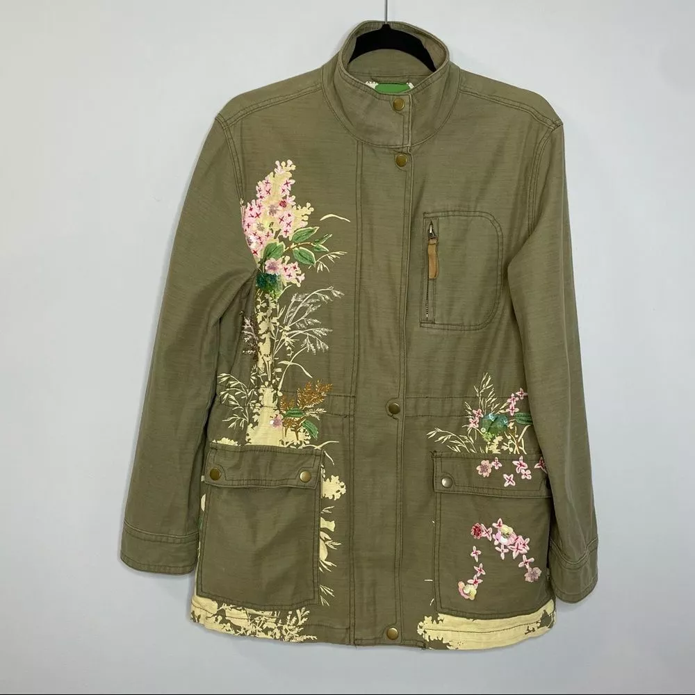 Embellished Utility Jacket - Sage