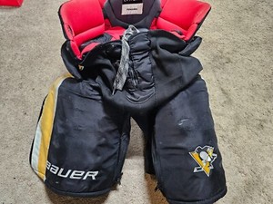 PITTSBURGH PENGUINS Bauer Large +1" Pro Stock Game Worn Used Pants
