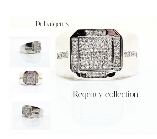 White gold finish Mens round cut created diamond Ring free postage gift box - Picture 4 of 8