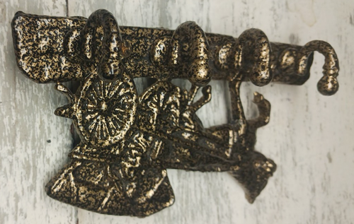 Vintage Brass Key/Letter Holder Horse Carriage 4 Hooks Mounting Hardware - Picture 6 of 12