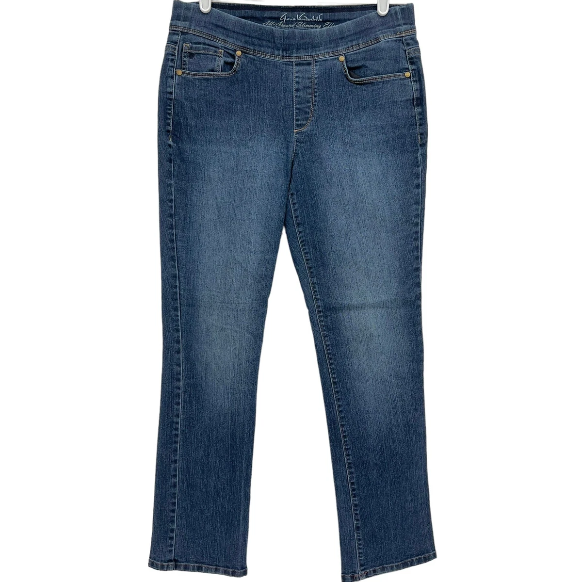 Gloria Vanderbilt Women Avery Blue Dark Pull On Slim Fit Jeans