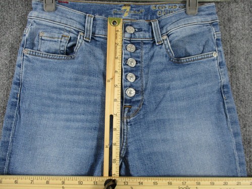 Pantalones de mezclilla 7 For All Mankind para mujer 29 azules ajustados tiro alto tobillo desteñido elástico 28x29 - Imagen 12 de 17