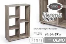 LIBRERIA BASSA MODERNA h87*60*24 CM 5 VANI ROVERE MOBILE SCAFFALE PERLA