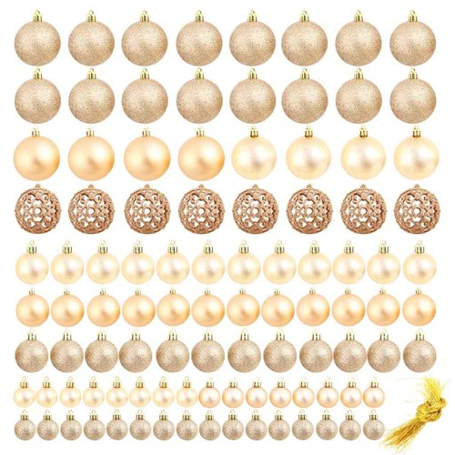 100 Piece Christmas Ball Set 1.2"/1.6"/2.4" Rose/Gold vidaXL - Picture 2 of 12