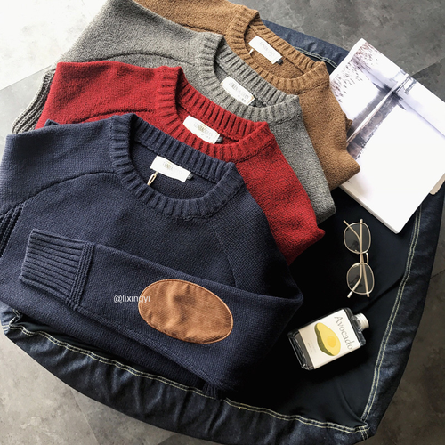 Suéter de punto informal suelto grueso de gran tamaño con cuello en O para hombre otoño moda - Imagen 19 de 28