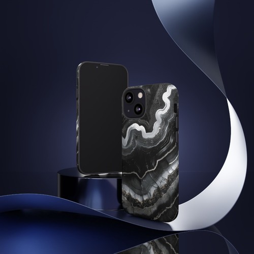 Black Silver Geode Agate Rock Phone Case for iPhone, Samsung Galaxy, Pixel - 第 103/119 張圖片