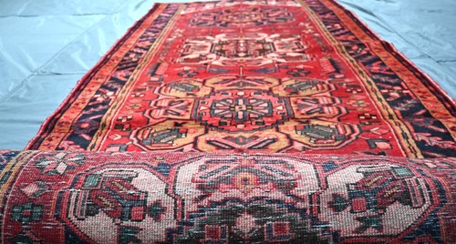 Antique Caucasian Runner Rug 3'9 x 11'4 Heriz Tribal Kazak Handmade Hallway Rug - Picture 9 of 13