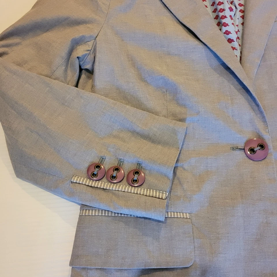 Женский легкий блейзер Marc Jacobs на одной пуговице в полоску - Изображение 3 из 4