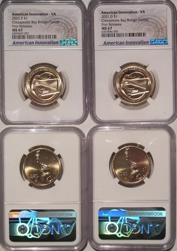 2021 P&D Innovation VA $1 Chesapeake Bay Bridge-Tunnel NGC MS 67 First Releases