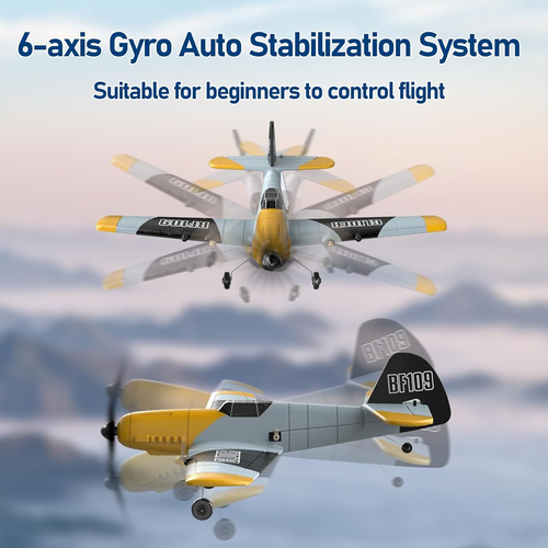 RC Plane, 3 Channel Remote Control Airplane, 6-Axis Gyro Stabilizer BF-109 RTF R - Picture 5 of 7