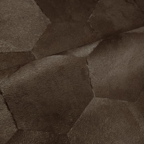 Geometric Hexagon bronze brown metallic wallpaper faux cow hide skin textured 3D - Picture 9 of 16