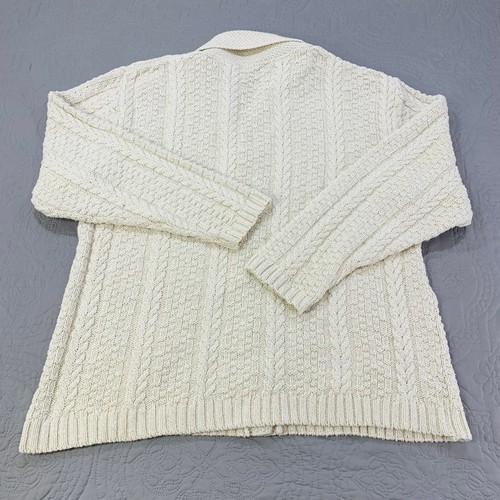 Northern Reflections Sweater Cardigan Mens Medium Cable Knit Fisherman Cream - Picture 5 of 8