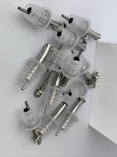 Anytime Bar Supplies Pourers Stainless Steel 12 Pack Flip Top Clear Cork AMP380A