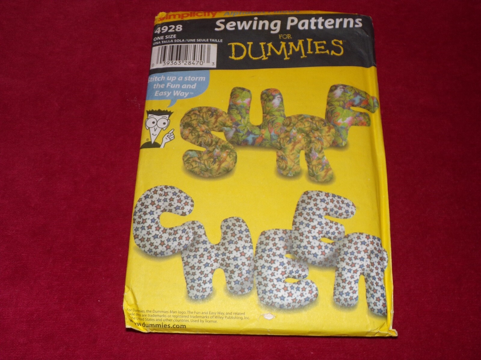 🦋 SIMPLICITY SEWING FOR DUMMIES #4928 - CUTE ALPHABET PILLOWS CRAFT PATTERN  FF