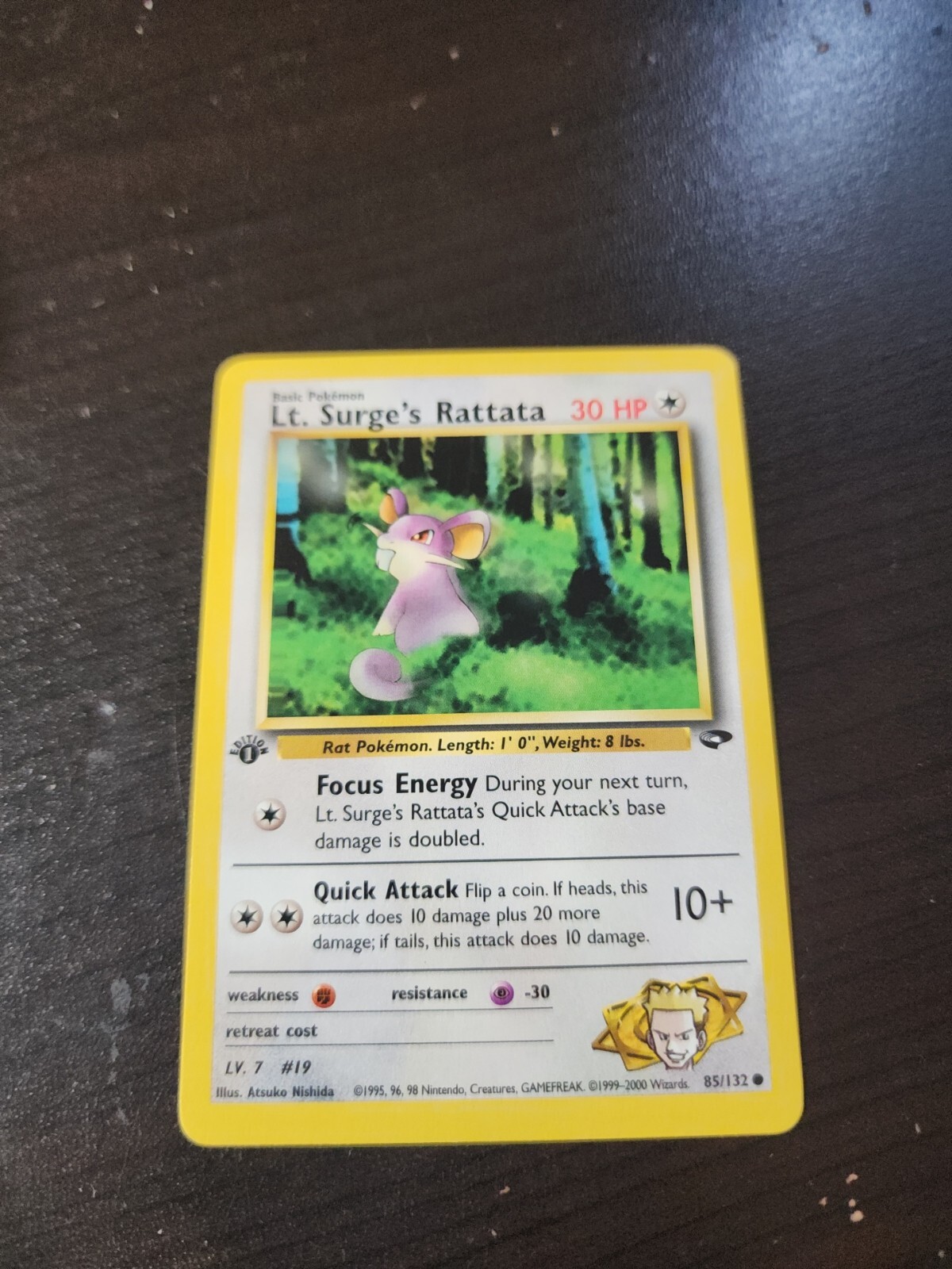 Pokemon 1st Ed. Gym Challenge COMMON Lt. Surge's Rattata 85/132 Near Mint NM p16