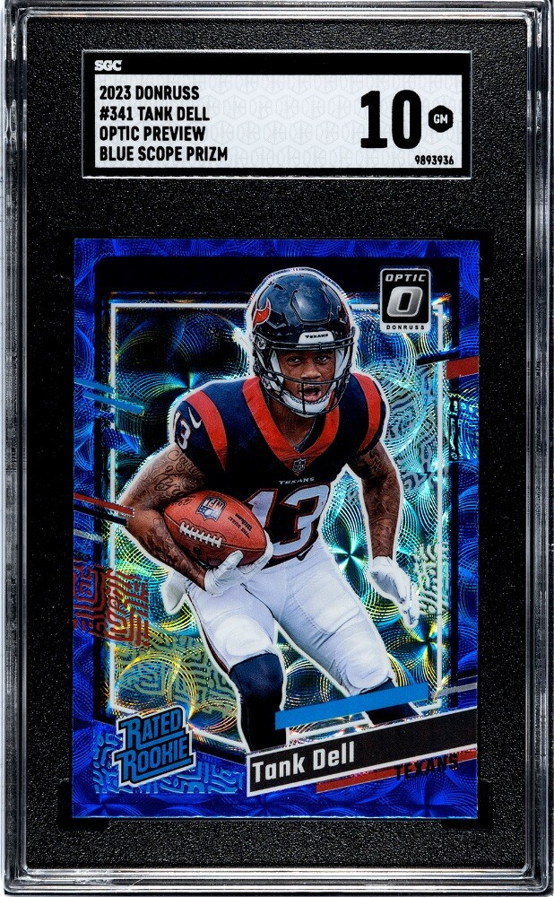 2023 Donruss #341 Tank Dell Optic Preview Blue Scope Prizm Rookie SGC 10